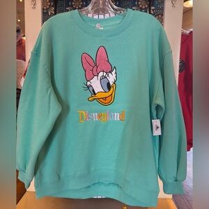 2025 Disneyland Daisy Duck Teal Oversized Sweatshirt Pullover Oversized